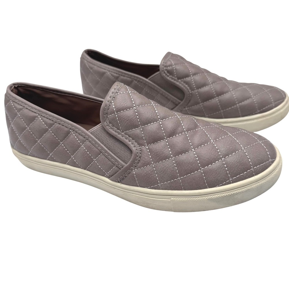 STEVE MADDEN Women's 9.5 Taupe Mauve Ecentrcq Quilted Slip On‎ Sneakers Shoes
